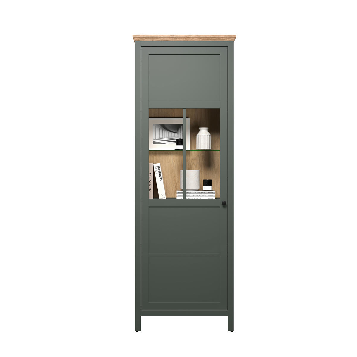 VITRINE STANTON in Waldgrün  - Waldgrün/Schwarz, Design, Glas/Holzwerkstoff (69/198/39cm) - MID.YOU