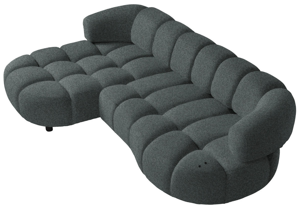 ECKSOFA Dunkelgrau Webstoff  - Dunkelgrau/Schwarz, Design, Holz/Textil (183/284cm) - Welnova