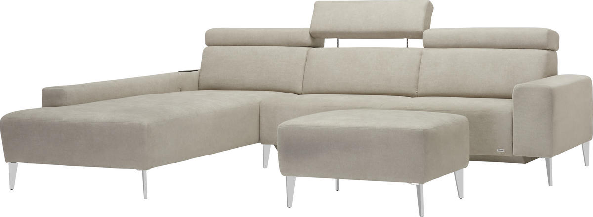 ECKSOFA Naturfarben Chenille  - Alufarben/Naturfarben, Design, Textil (288/205cm) - Sedda