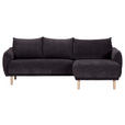 ECKSOFA Dunkelgrau Flachgewebe  - Dunkelgrau/Buchefarben, KONVENTIONELL, Holz/Textil (230/144cm) - Carryhome
