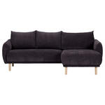 ECKSOFA Dunkelgrau Flachgewebe  - Dunkelgrau/Buchefarben, KONVENTIONELL, Holz/Textil (230/144cm) - Carryhome