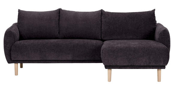 ECKSOFA Dunkelgrau Flachgewebe - Dunkelgrau/Buchefarben, KONVENTIONELL, Holz/Textil (230/144cm) - Carryhome