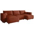 WOHNLANDSCHAFT Terracotta Webstoff  - Terracotta/Schwarz, MODERN, Kunststoff/Textil (153/350/153cm) - Xora