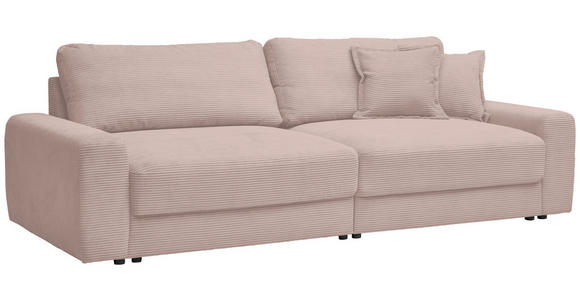 BIGSOFA in Cord Rosa  - Schwarz/Rosa, MODERN, Kunststoff/Textil (278/93/112cm) - Carryhome