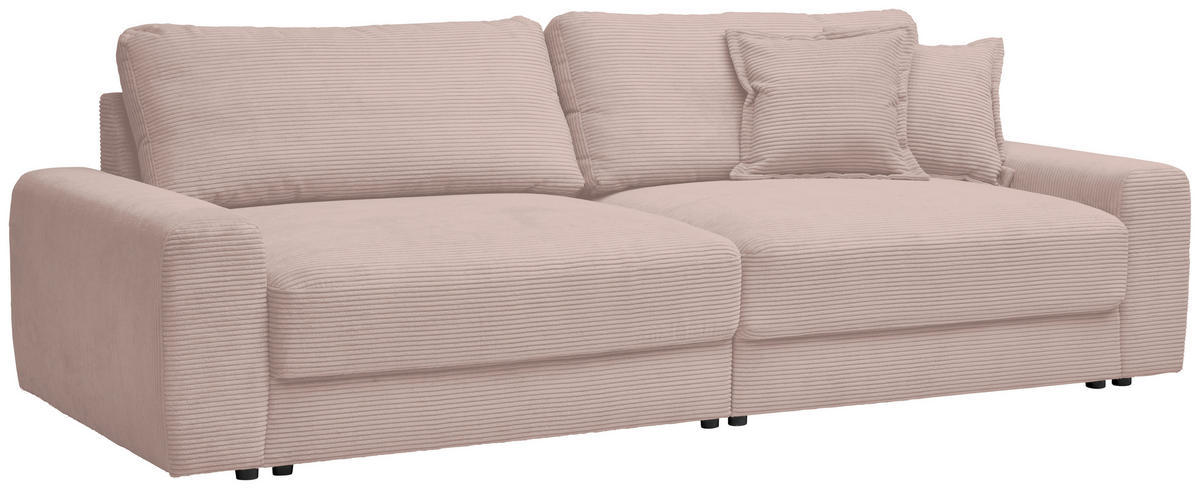 BIGSOFA in Cord Rosa  - Schwarz/Rosa, Modern, Kunststoff/Textil (278/93/112cm) - Carryhome
