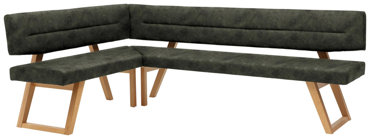 ECKBANK 155/215 cm  in Dunkelgrün  - Dunkelgrün/Eichefarben, KONVENTIONELL, Holz/Textil (155/215cm) - Dieter Knoll