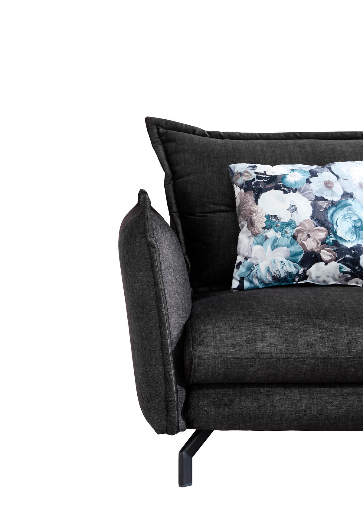 ECKSOFA in Velours Anthrazit  - Türkis/Anthrazit, Modern, Textil/Metall (255/180cm) - Livetastic