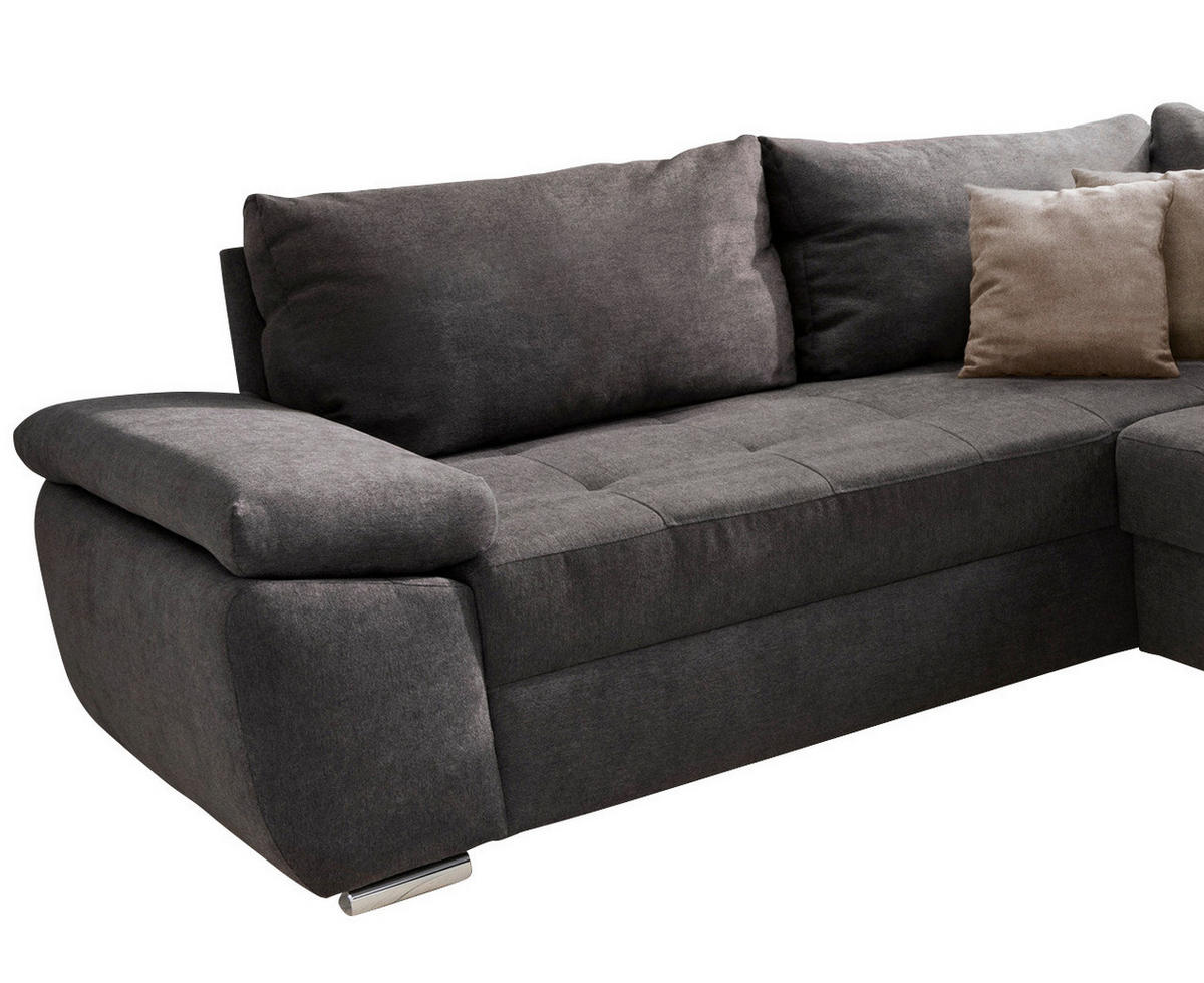 WOHNLANDSCHAFT in Mikrofaser Braun  - Taupe/Chromfarben, Konventionell, Textil (219/305/157cm) - Livetastic