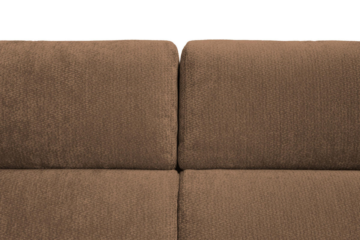 ECKSOFA Braun Chenille Bettkasten, Schlaffunktion, Rücken echt, Kopfteilverstellung, Liegefläche im Originalstoff  - Schwarz/Braun, KONVENTIONELL, Textil/Metall (206/265cm) - Carryhome