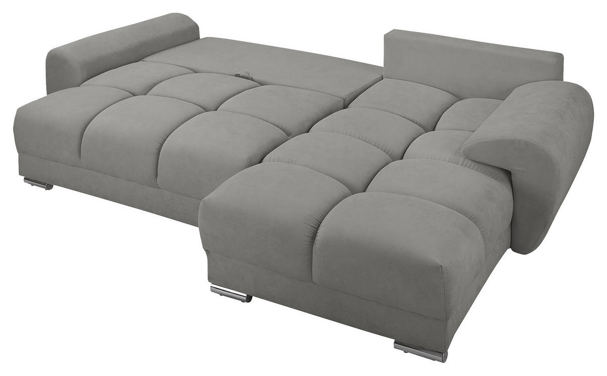 ECKSOFA in Mikrofaser Grau  - Silberfarben/Grau, Design, Textil/Metall (256/175cm) - Livetastic