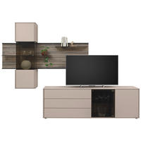 WOHNWAND  in Buchefarben, Sandfarben  290/197/46 cm  - Sandfarben/Buchefarben, Design, Glas/Holz (290/197/46cm) - Johann Jakob