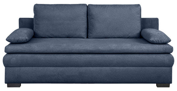 SCHLAFSOFA Struktur Dunkelblau Rückenkissen, Armlehnenkissen, Bettkasten, Schlaffunktion, Rücken echt  - Schwarz/Dunkelblau, KONVENTIONELL, Kunststoff/Textil (195/93/83cm) - Carryhome