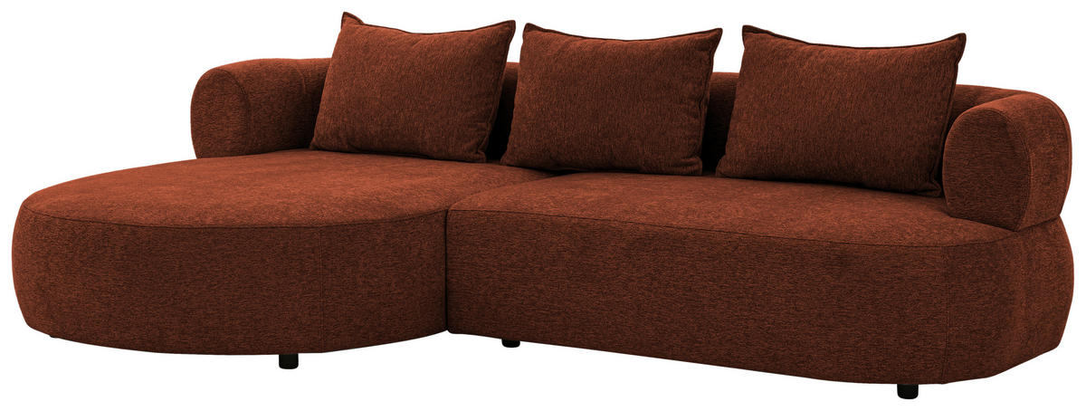 ECKSOFA in Chenille Rostfarben  - Rostfarben/Schwarz, Design, Kunststoff/Textil (156/256cm) - Livetastic