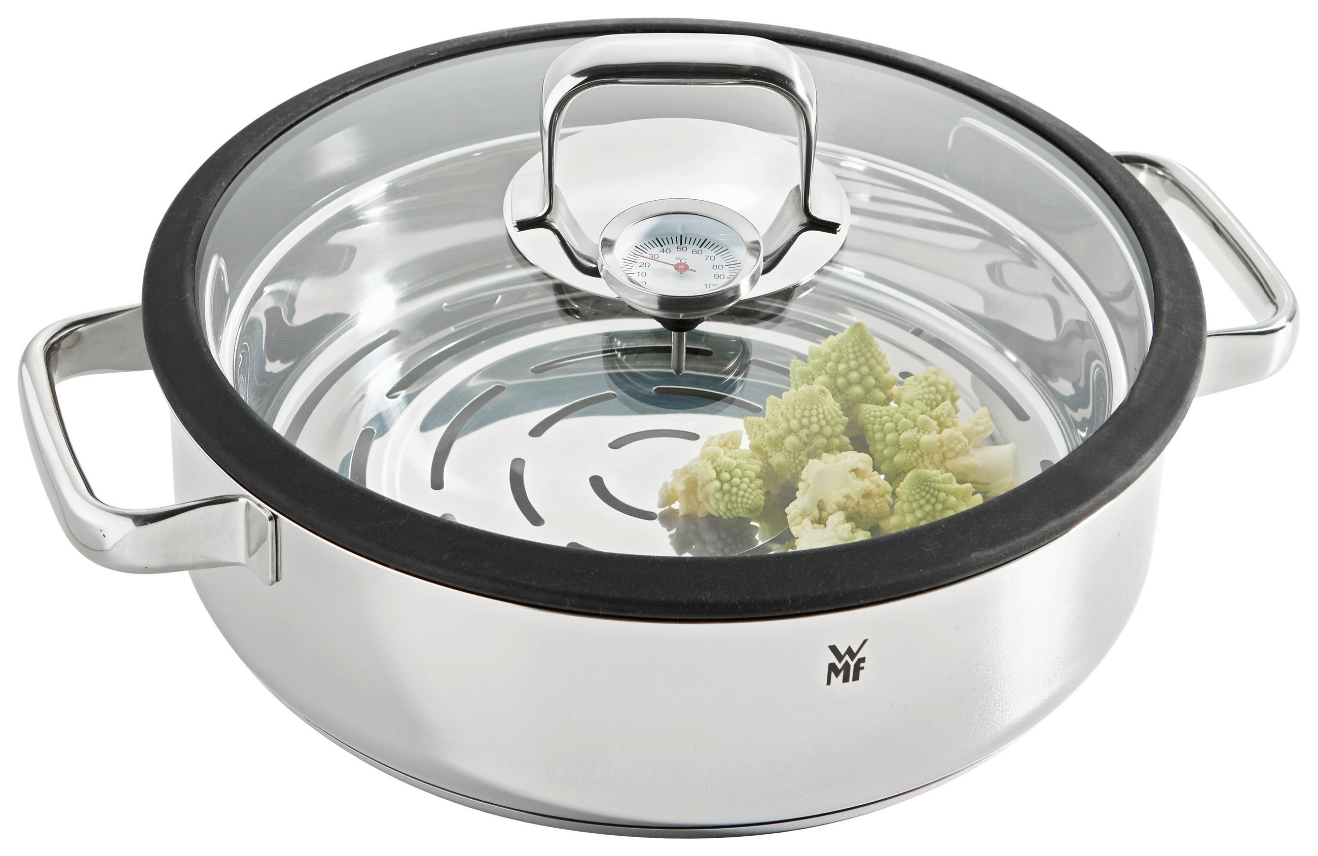 DAMPFBRÄTER Vitalis 28 cm  - Edelstahlfarben, Design, Glas/Metall (28cm) - WMF