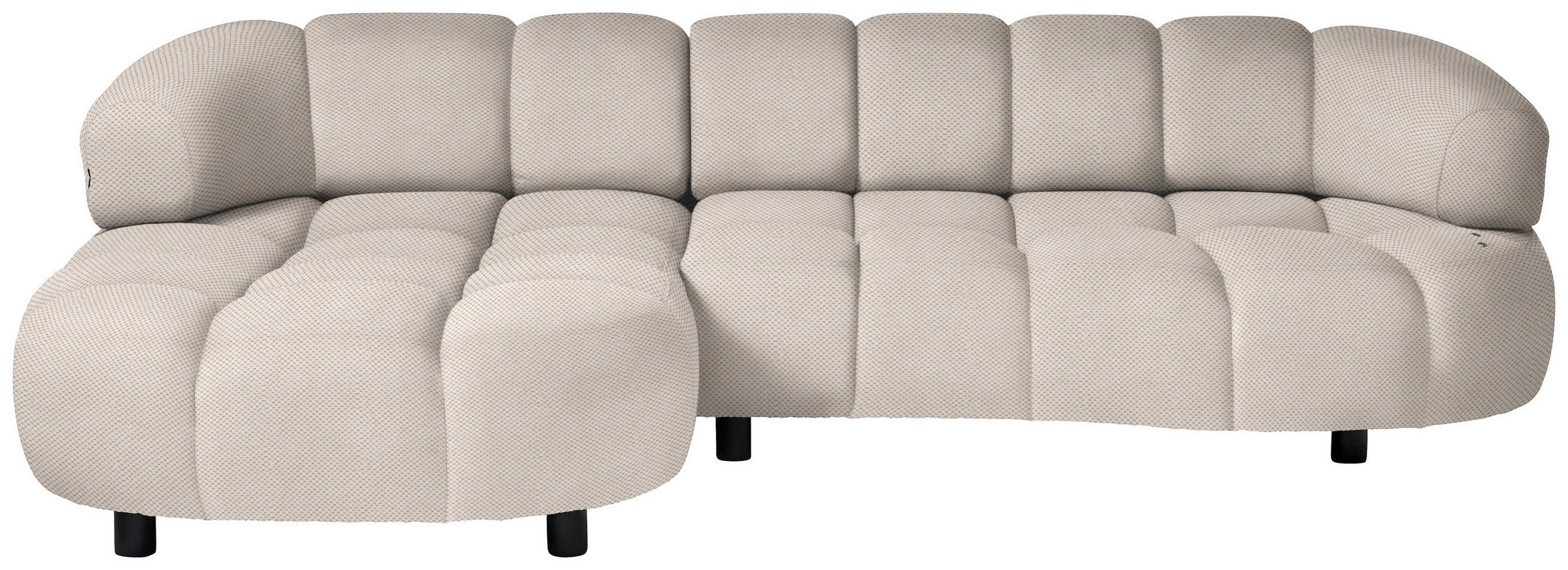 ECKSOFA in Webstoff Creme  183/284 cm  - Creme/Schwarz, Design, Holz/Textil (183/284cm) - Welnova