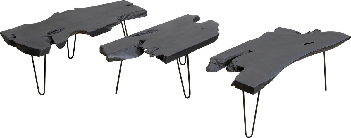 COUCHTISCH Teakholz massiv 100/40/40 cm Freiform Schwarz  - Schwarz, Design, Holz/Metall (100/40/40cm) - Kare-Design