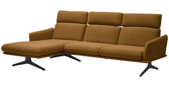 ECKSOFA in Flachgewebe Currygelb 152/259 cm - Currygelb/Schwarz, Design, Textil/Metall (152/259cm) - Dieter Knoll