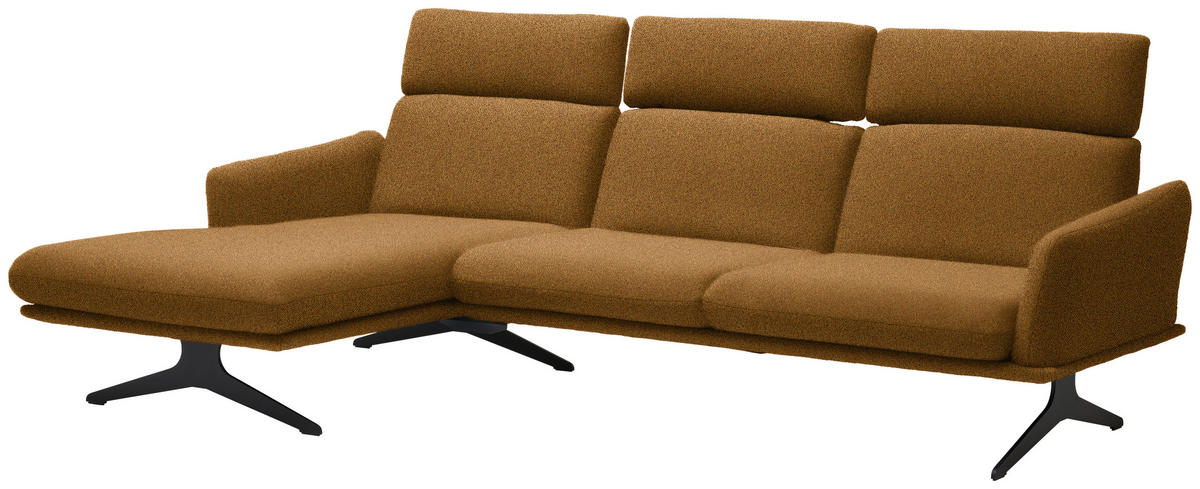 ECKSOFA in Flachgewebe Currygelb  - Currygelb/Schwarz, Design, Textil/Metall (152/259cm) - Dieter Knoll