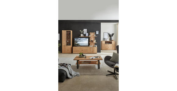 WOHNWAND  in Eichefarben  301/202/45 cm  - Eichefarben/Dunkelgrau, Design, Glas/Holz (301/202/45cm) - Valnatura