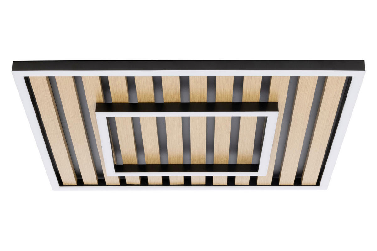 LED-DECKENLEUCHTE 50/50/6 cm   - Schwarz, Design, Holz/Kunststoff (50/50/6cm) - Novel