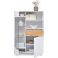 HIGHBOARD Triest Triest Weiß, Eichefarben  101/150/42 cm  - Eichefarben/Weiß, Design, Glas/Holz (101/150/42cm) - Novel