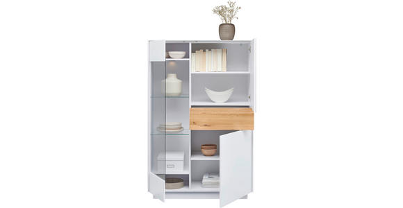 HIGHBOARD Triest Triest Weiß, Eichefarben 101/150/42 cm - Eichefarben/Weiß, Design, Glas/Holz (101/150/42cm) - Novel