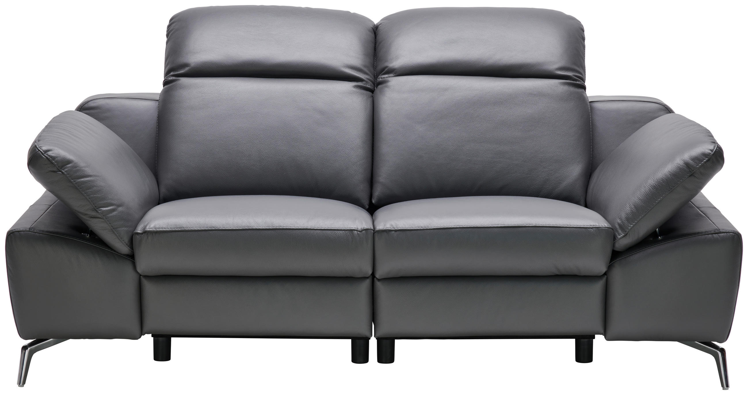 2-SITZER-SOFA Anthrazit Echtleder  - Anthrazit, Design, Leder/Metall (194/83-99/110cm) - Celina Home