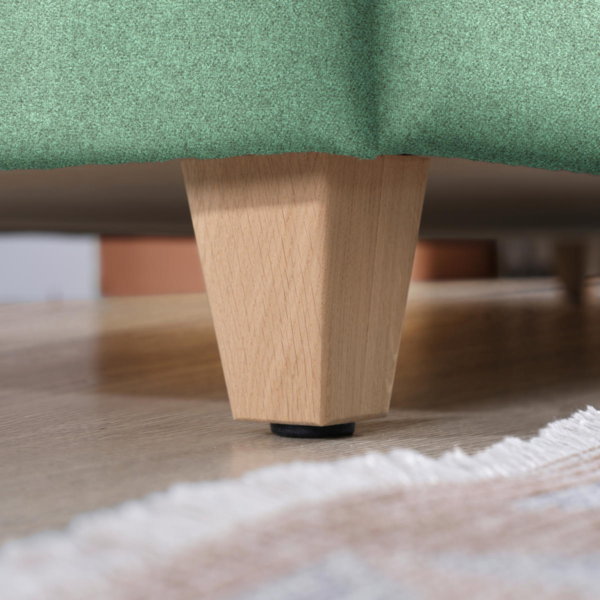 ECKSOFA in Flachgewebe Mintgrün  203/261 cm  - Eichefarben/Mintgrün, KONVENTIONELL, Holz/Textil (203/261cm) - Sedda