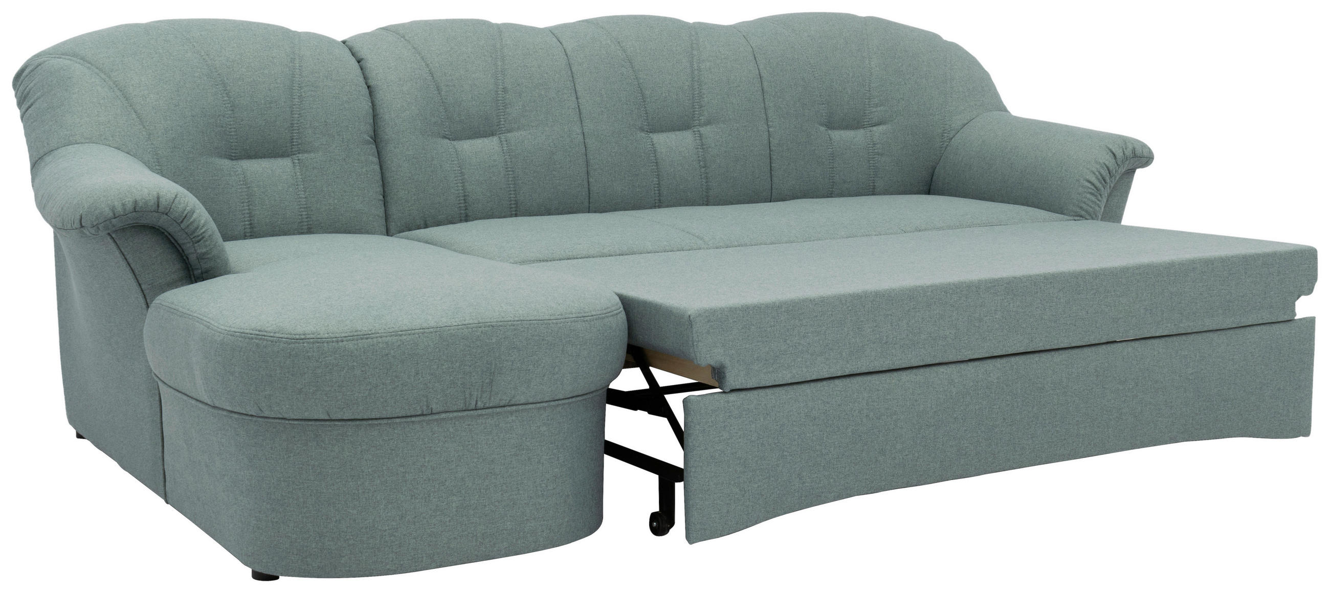 ECKSCHLAFSOFA in Webstoff Hellblau  - Schwarz/Hellblau, KONVENTIONELL, Kunststoff/Textil (142/233cm) - MID.YOU