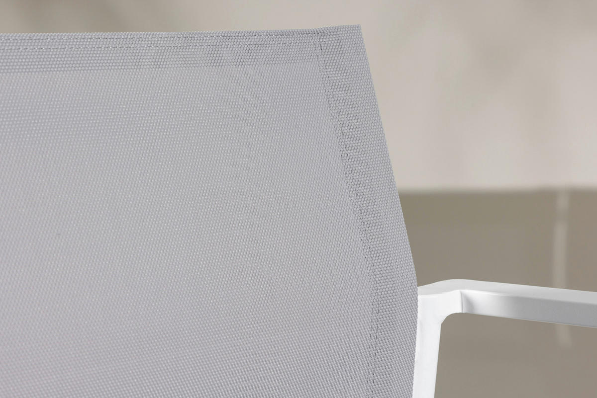 LOUNGEGARNITUR 4-teilig   Aluminium  - Weiß/Grau, KONVENTIONELL, Glas/Textil - Gardenson