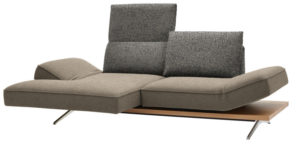 ECKSOFA in Flachgewebe Beige  132/240 cm  - Chromfarben/Beige, Design, Holz/Textil (132/240cm) - Koinor