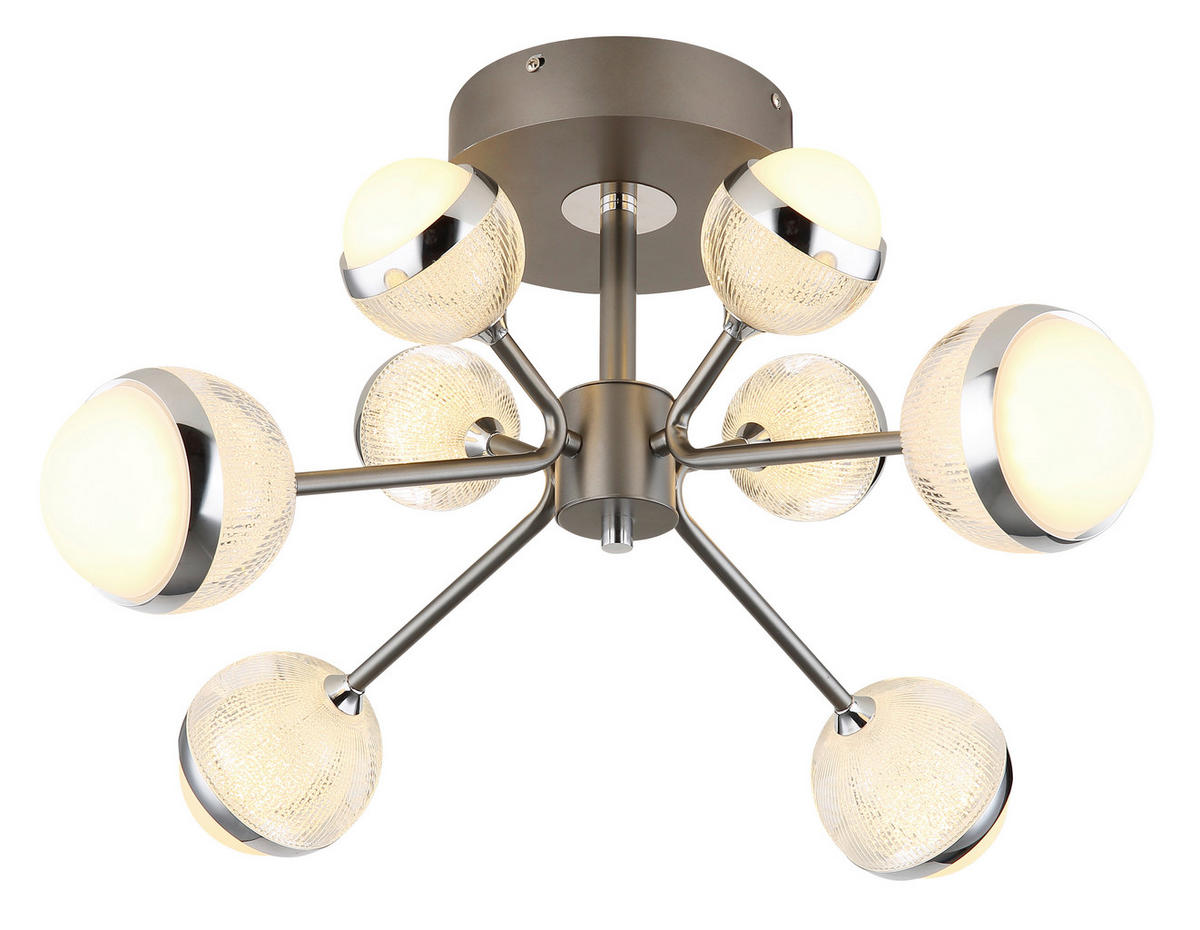 LED-DECKENLEUCHTE 61/29 cm   - Klar/Titanfarben, KONVENTIONELL, Kunststoff/Metall (61/29cm) - Globo