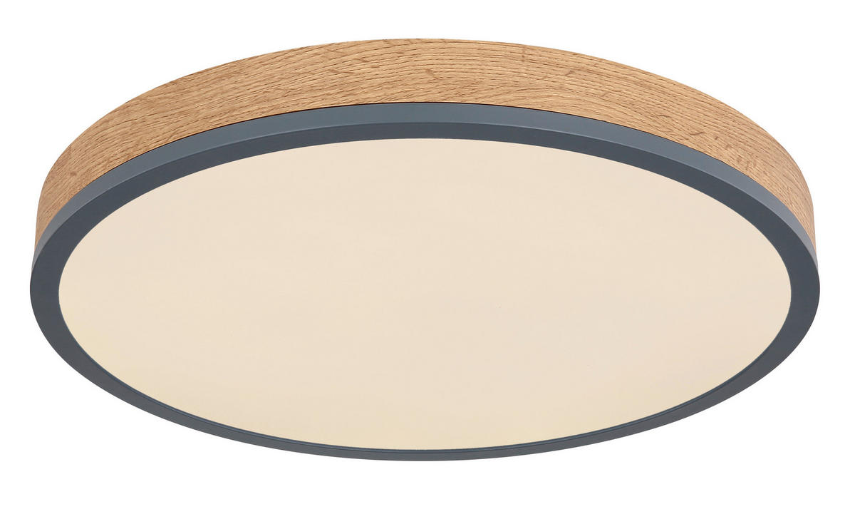 STROPNÍ LED SVÍTIDLO, 45/45/8,5 cm - opál/barvy grafitu, Basics, kov/kompozitní dřevo (45/45/8,5cm) - Globo