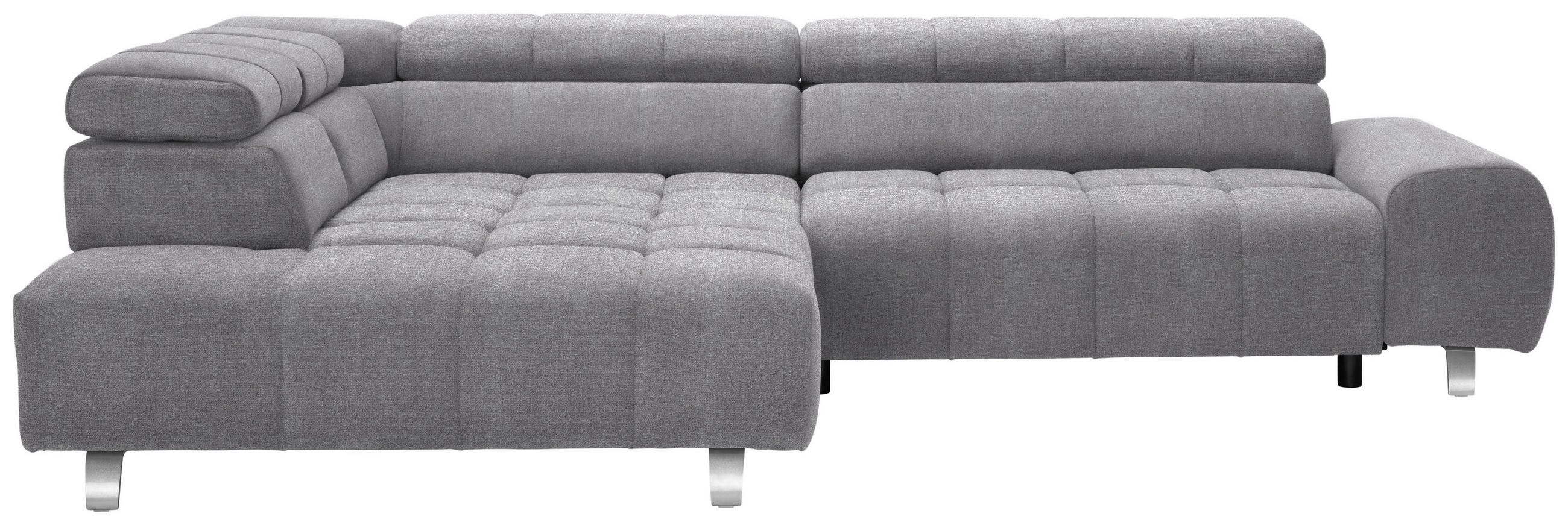 ECKSOFA Grau Webstoff  - Silberfarben/Grau, Design, Textil/Metall (201/295cm) - Hom`in