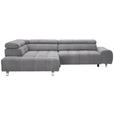 ECKSOFA  in Webstoff Grau  201/295 cm  - Silberfarben/Grau, Design, Textil/Metall (201/295cm) - Hom`in
