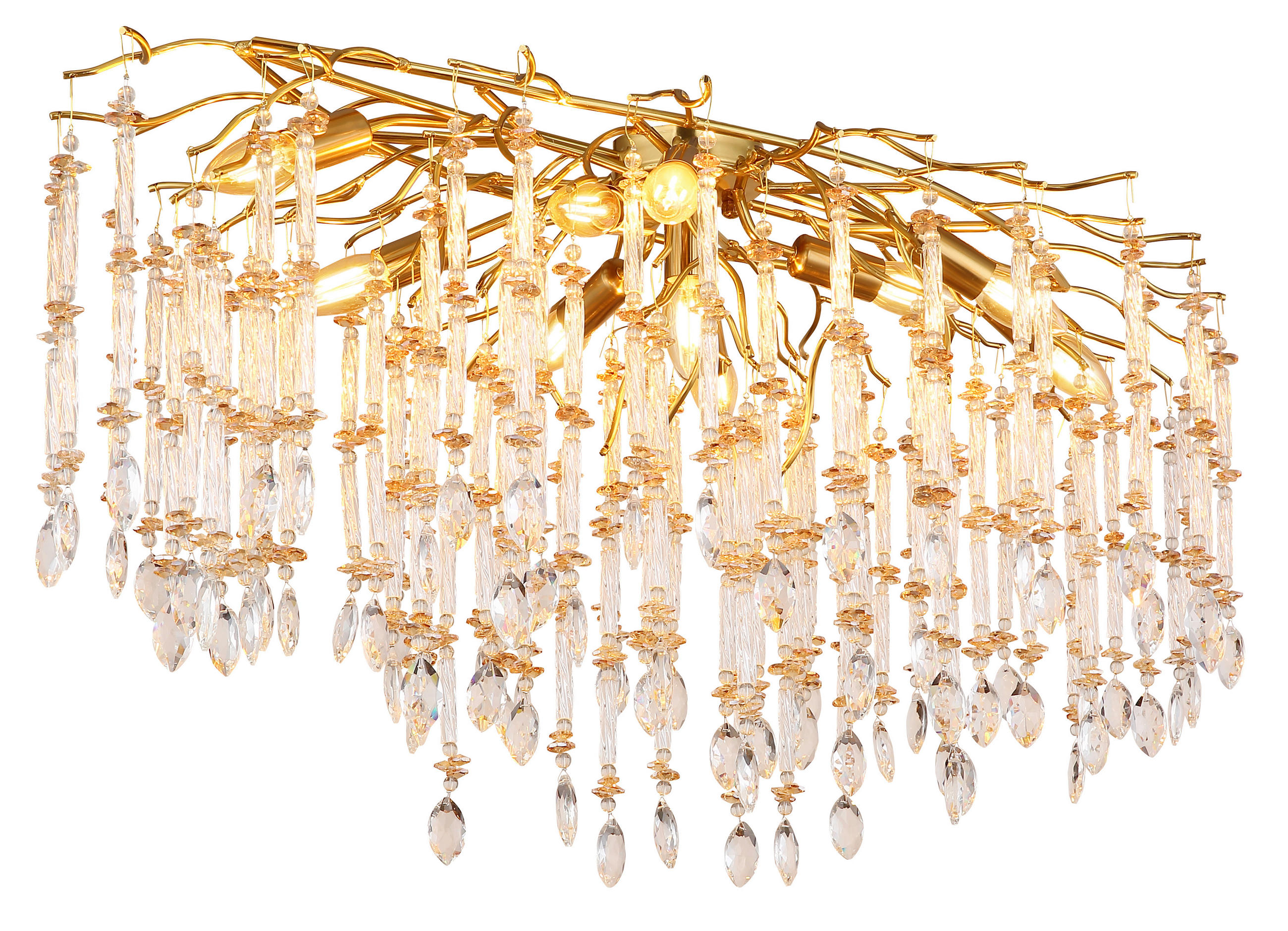 DECKENLEUCHTE    100/55/48 cm  - Klar/Goldfarben, KONVENTIONELL, Glas/Metall (100/55/48cm) - Globo