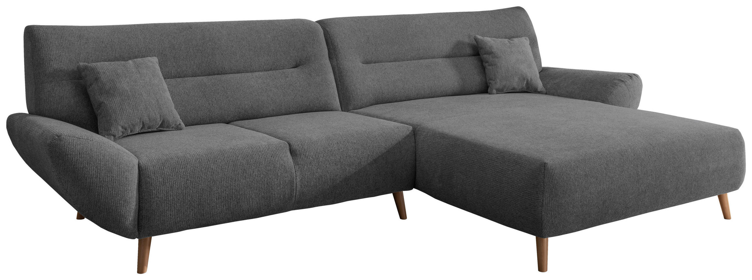 ECKSOFA in Chenille Anthrazit 290/166 cm - Wildeiche/Anthrazit, MODERN, Holz/Textil (290/166cm) - MID.YOU