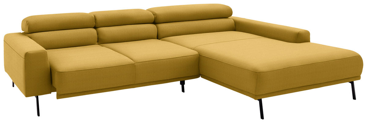ECKSOFA Cord Goldfarben  - Goldfarben/Schwarz, Design, Textil/Metall (293/215-217cm) - Schöner Wohnen
