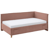 POLSTERLIEGE Flachgewebe Rosa  - Eichefarben/Rosa, KONVENTIONELL, Holz/Textil (120/200cm) - Stylife