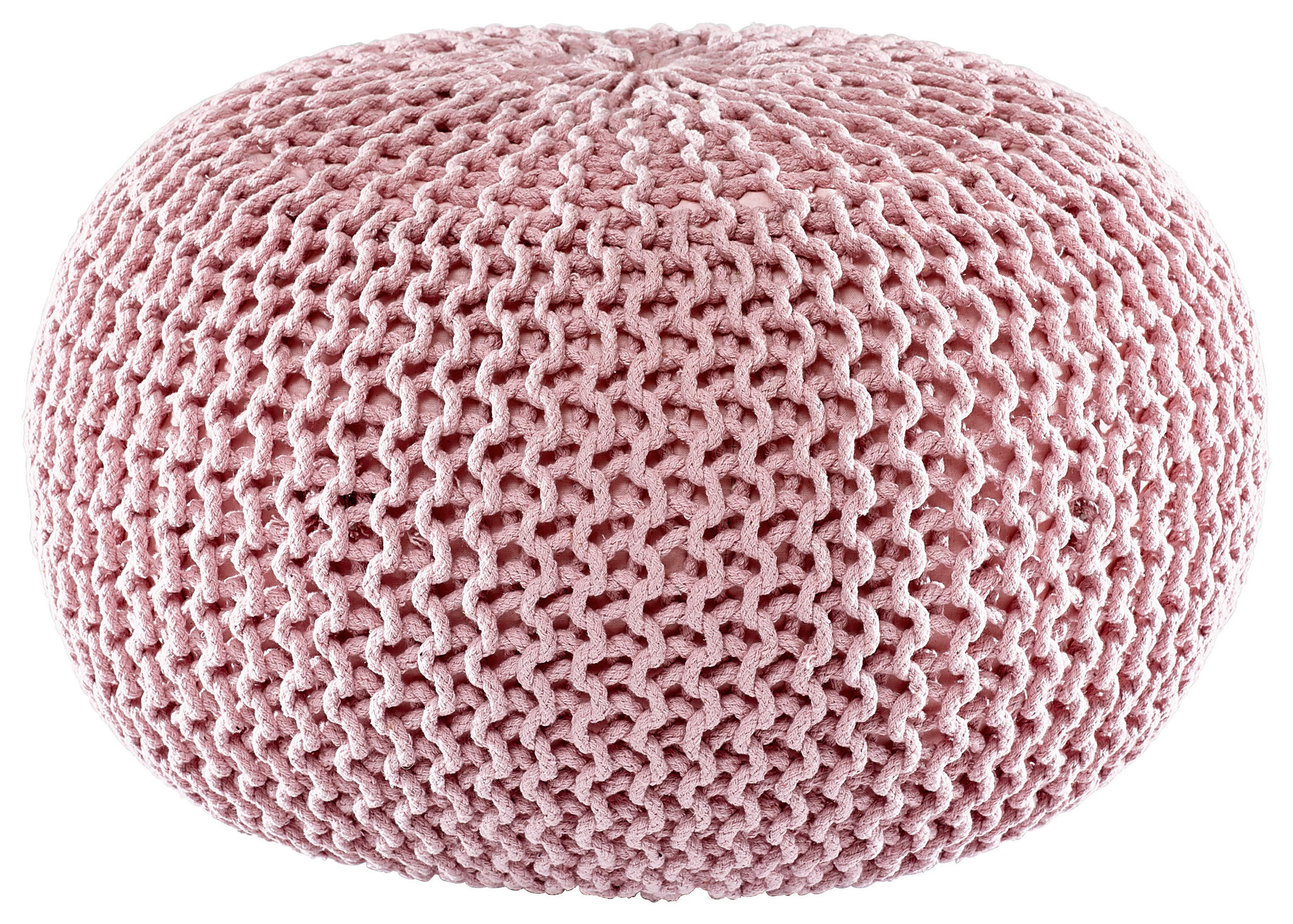 POUF Textilgeflecht Uni Grau 55/55/35 cm  - Rosa/Grau, Trend, Textil (55/55/35cm) - Linea Natura