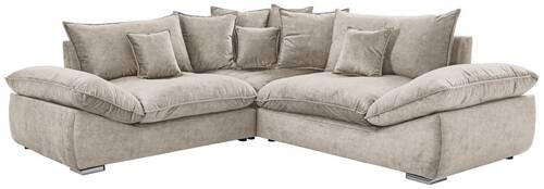 ECKSOFA in Velours Hellbraun  - Chromfarben/Hellbraun, Konventionell, Kunststoff/Textil (247/247cm) - Carryhome