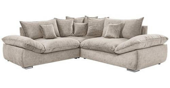 ECKSOFA in Velours Hellbraun  - Chromfarben/Hellbraun, KONVENTIONELL, Kunststoff/Textil (247/247cm) - Carryhome