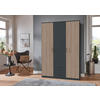 KLEIDERSCHRANK 135/199/58 cm 3-türig Braun, Graphitfarben  - Schwarz/Graphitfarben, KONVENTIONELL, Holzwerkstoff/Kunststoff (135/199/58cm) - Boxxx