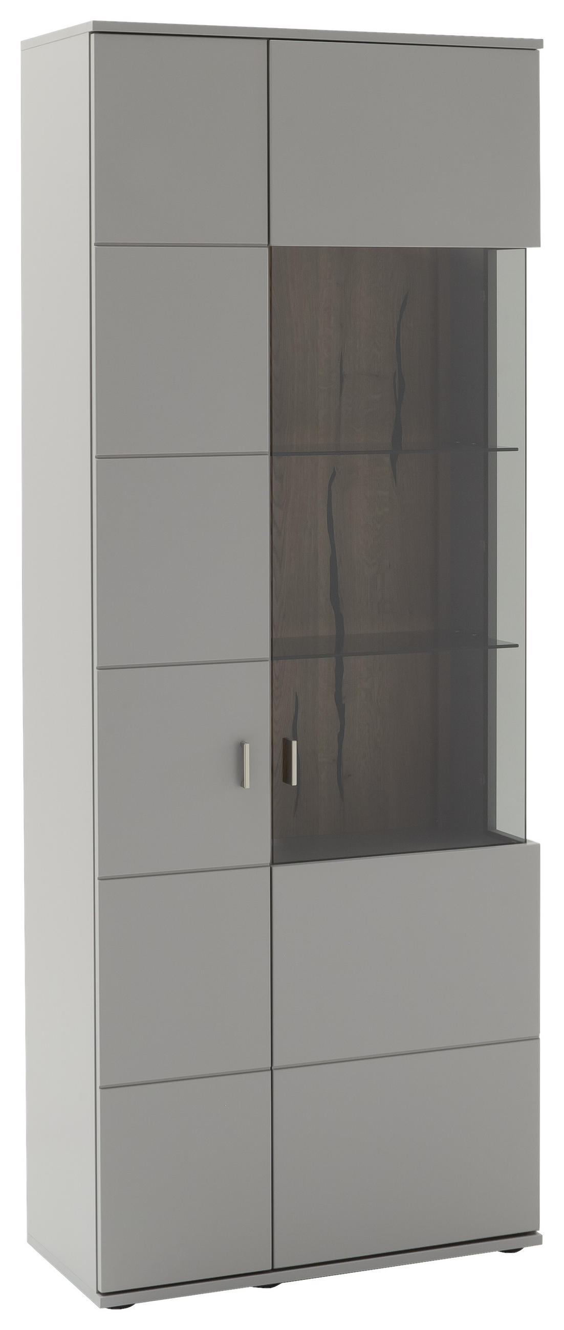 VITRINE in furniert Grau, Eichefarben  - Eichefarben/Schwarz, Design, Glas/Holzwerkstoff (80/207/38cm) - MID.YOU