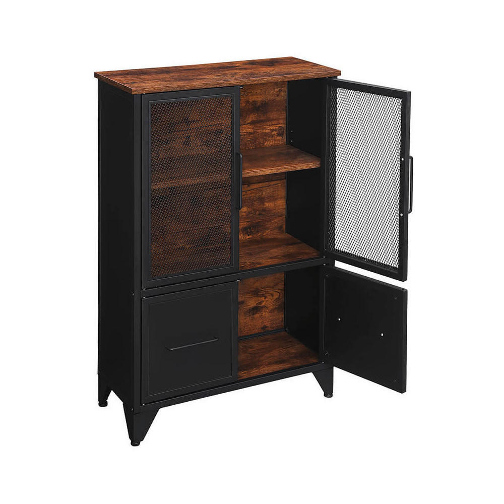 KOMODA, hnědá, černá, 70/100/33 cm - černá/hnědá, Trend, kov/kompozitní dřevo (70/100/33cm) - Boxxx