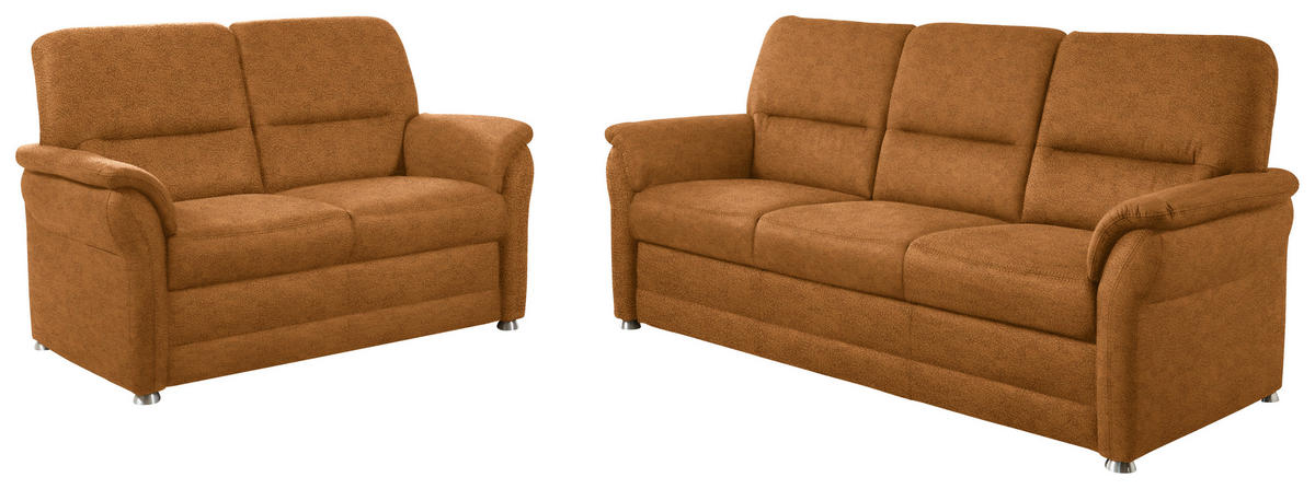 SITZGARNITUR in Mikrofaser Hellbraun  - Hellbraun/Alufarben, KONVENTIONELL, Textil/Metall (192/96/89cm) - Beldomo Comfort