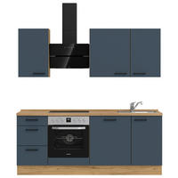 KÜCHENLEERBLOCK 210 cm   in Blau, Eichefarben  - Blau/Eichefarben, MODERN, Holzwerkstoff/Metall (210cm) - Nobilia