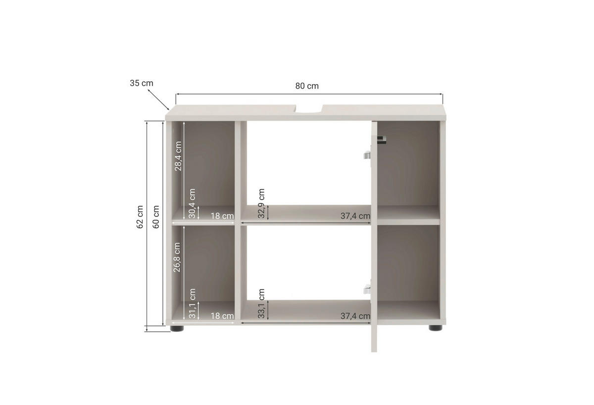 WASCHBECKENUNTERSCHRANK 80/62/35 cm  - Kaschmir/Schwarz, Trend, Holzwerkstoff/Metall (80/62/35cm) - Respekta