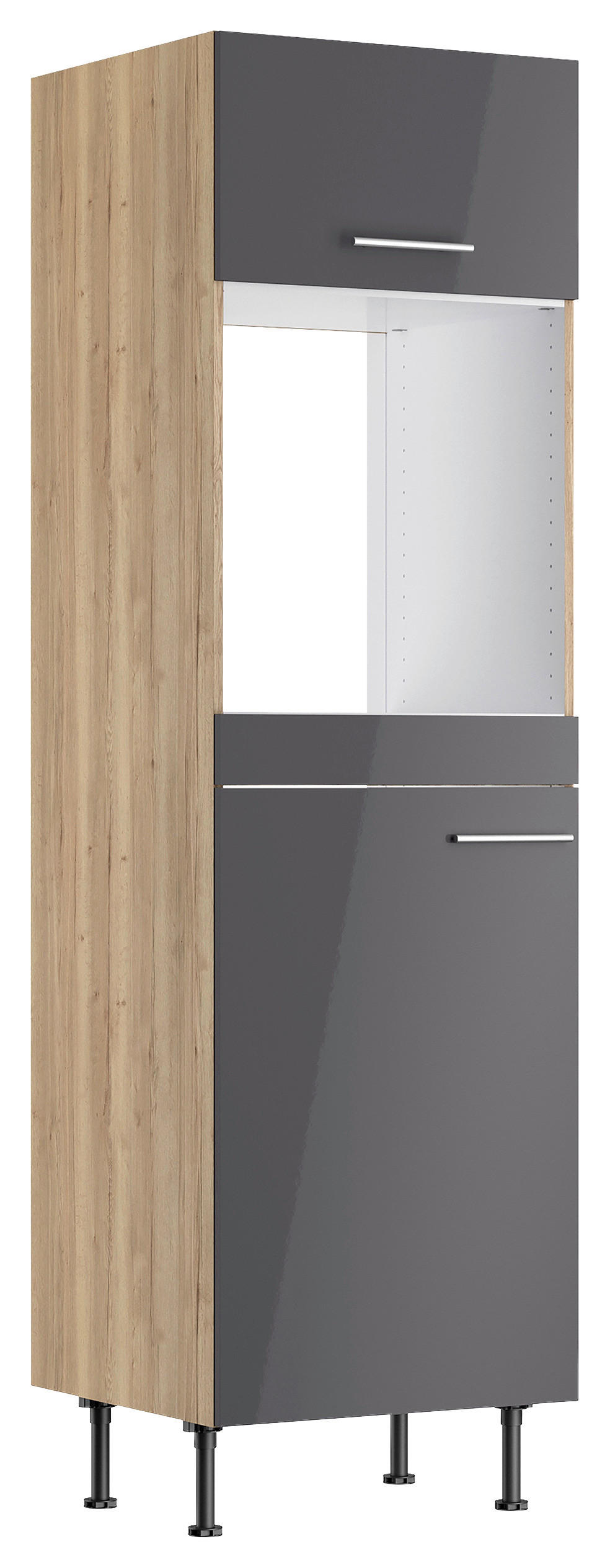 GERÄTEUMBAUSCHRANK 60/211,8/58,1 cm  in Anthrazit, Wildeiche  - Wildeiche/Edelstahlfarben, Basics, Holzwerkstoff/Metall (60/211,8/58,1cm) - Optifit