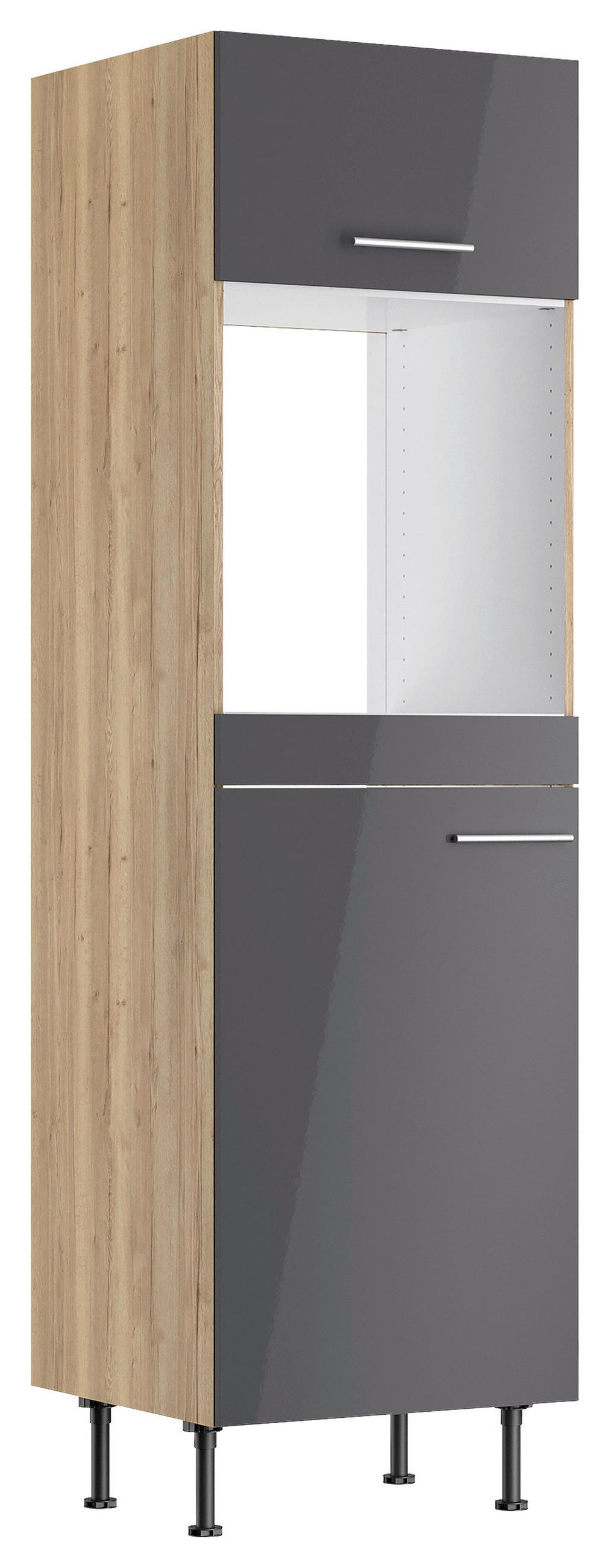 GERÄTEUMBAUSCHRANK 60/211,8/58,1 cm  in Anthrazit, Wildeiche  - Wildeiche/Edelstahlfarben, Basics, Holzwerkstoff/Metall (60/211,8/58,1cm) - Optifit